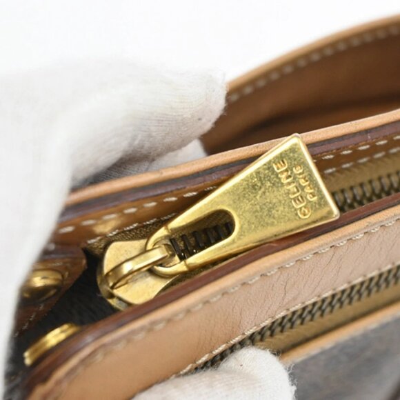 CELINE Logo Macadam Pattern Clutch Pouch Bag PVC Leather Brown GHW Italy 09KB626 - Picture 8 of 16